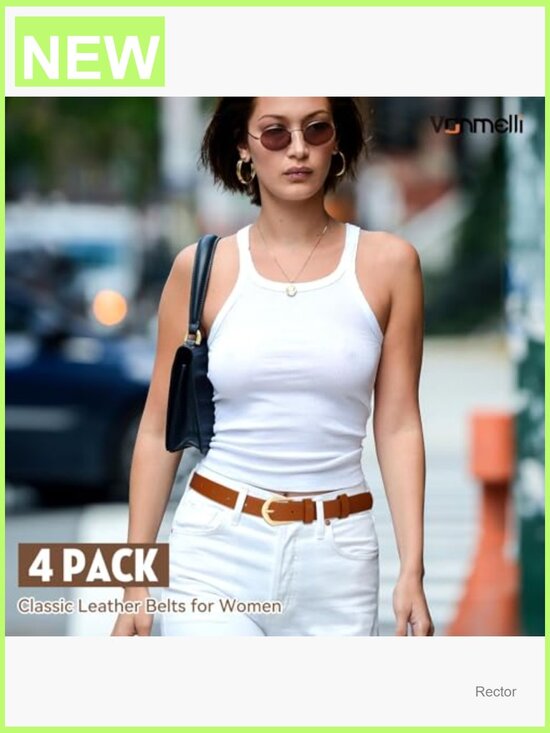 4 Pack Thin Leather Skinny Waist Belts with Gold Buckle for Jeans Dress
